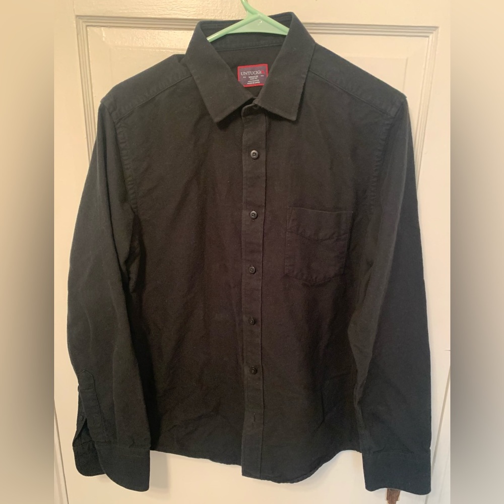 UNTUCKit Slim Black Flannel Shirt